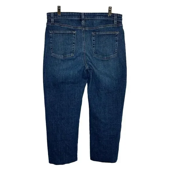 Eileen Fisher Organic Cotton Straight Cropped Cut Raw Hem Denim Jeans Size 8 - Picture 5 of 8
